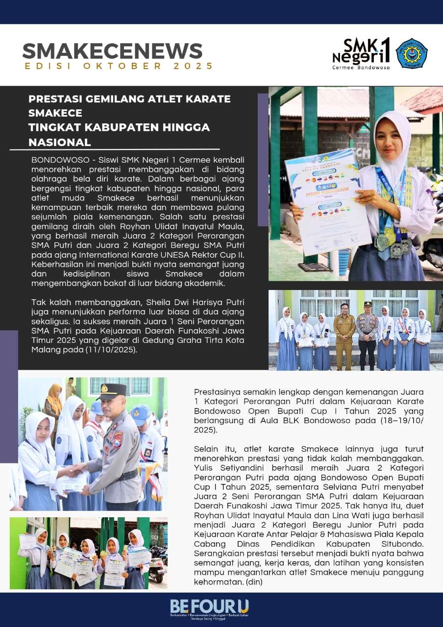 PRESTASI GEMILANG ATLET KARATE SMAKECE TINGKAT KABUPATEN HINGGA NASIONAL